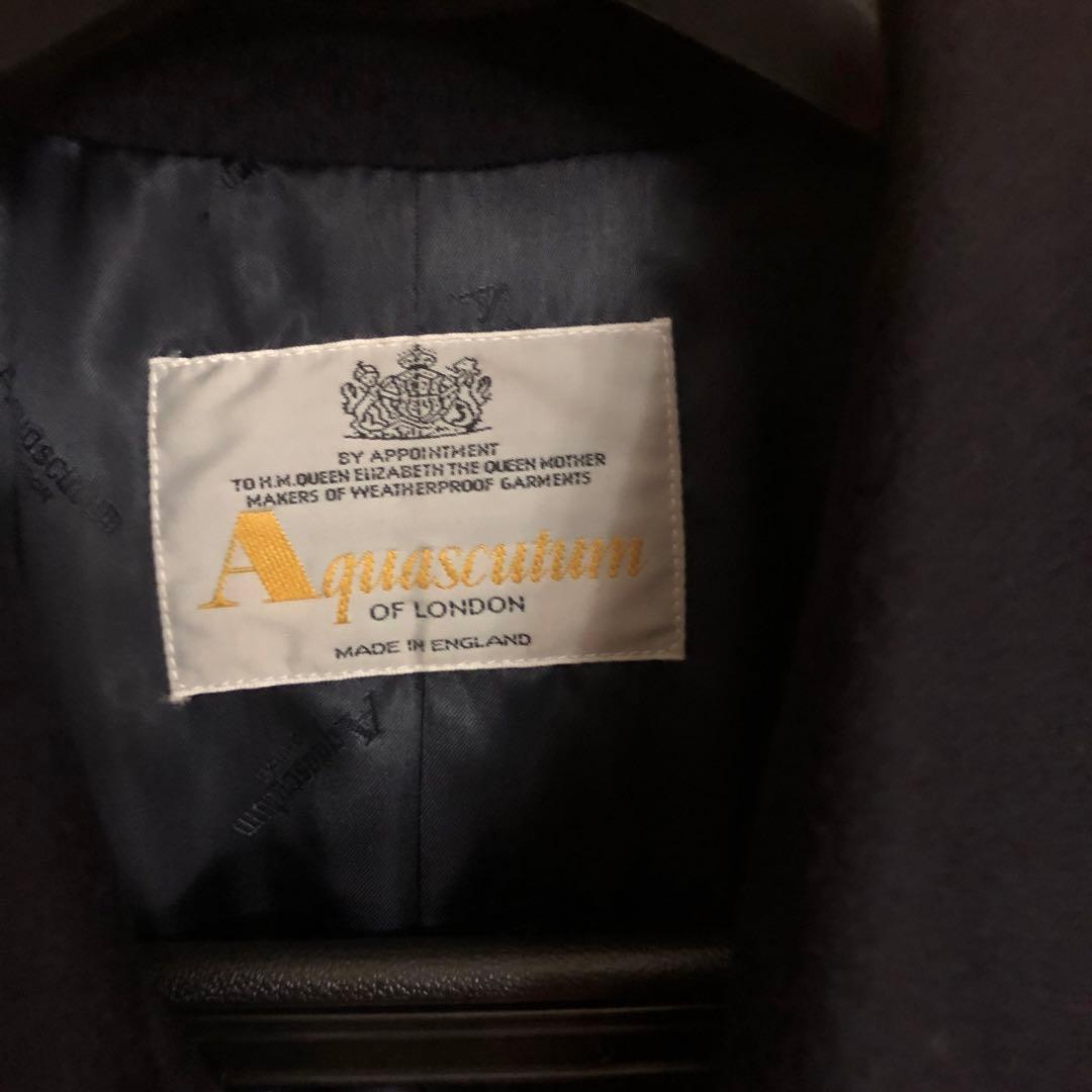 アクアスキュータムカシミヤコート　　　　ステンカラーコート　ブラック　英国製