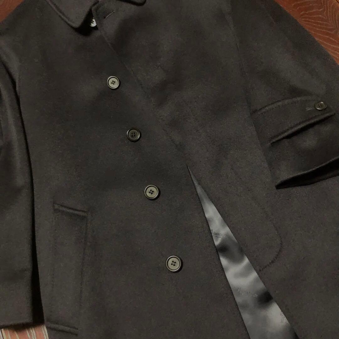 アクアスキュータムカシミヤコート　　　　ステンカラーコート　ブラック　英国製