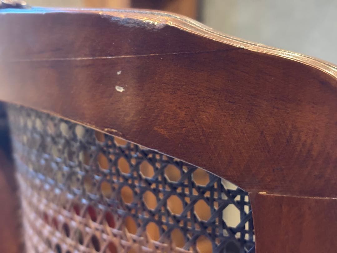 フレンチアンティーク　猫脚　クラシック　ラタンシートチェア　ヴィンテージ　NZ