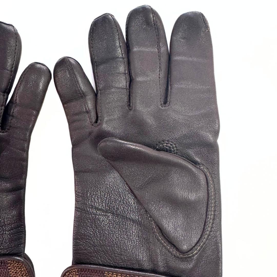 雷電 ルイヴィトン レザーグローブ ＃7.5 ラムスキン ダミエ 手袋