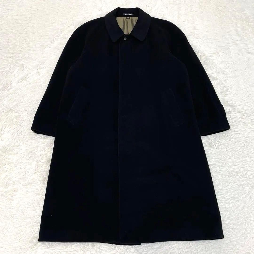 希少サイズ 3L相当 カシミヤ100% ステンカラーコート ブラック ロング