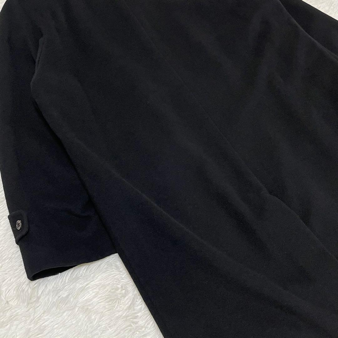 希少サイズ 3L相当 カシミヤ100% ステンカラーコート ブラック ロング