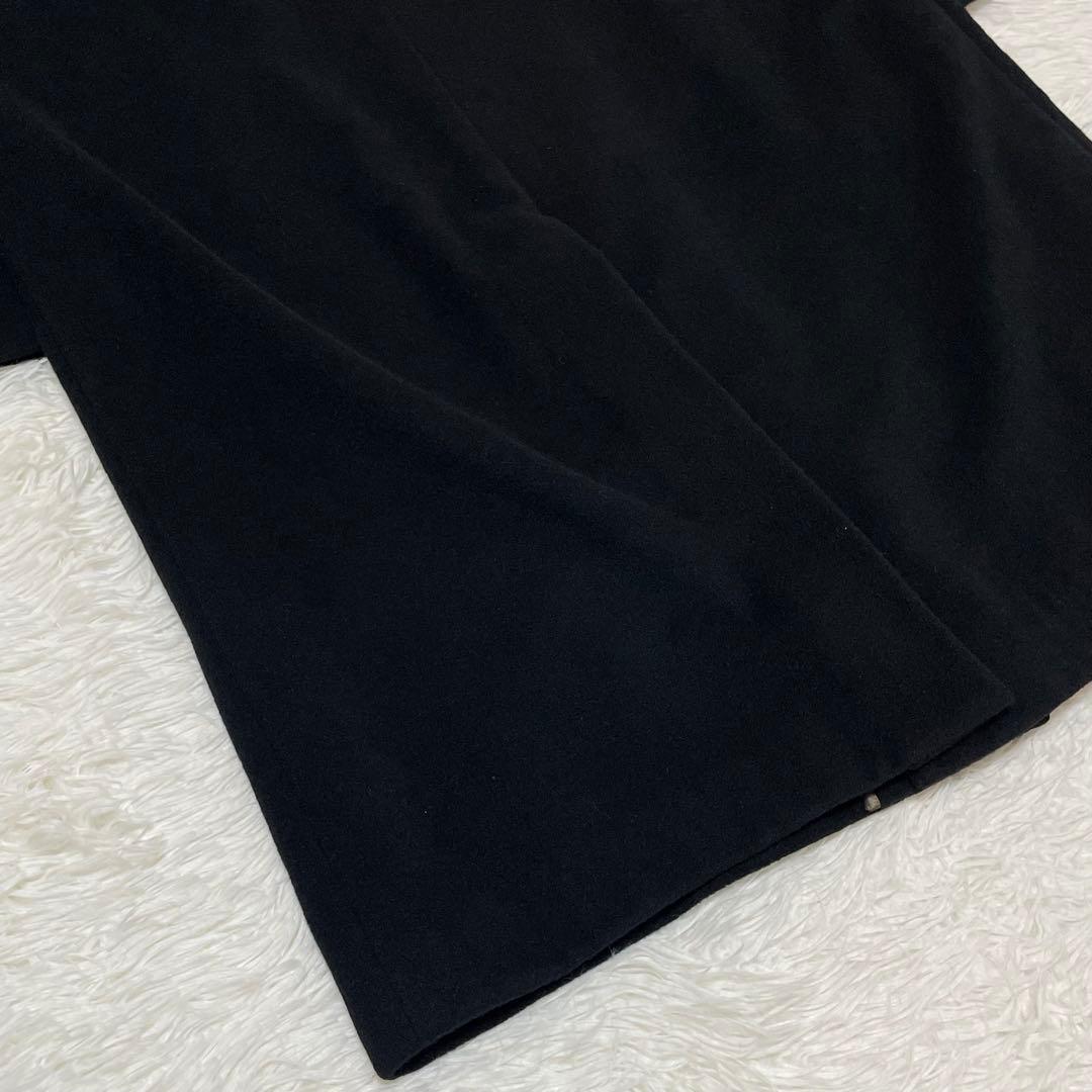 希少サイズ 3L相当 カシミヤ100% ステンカラーコート ブラック ロング