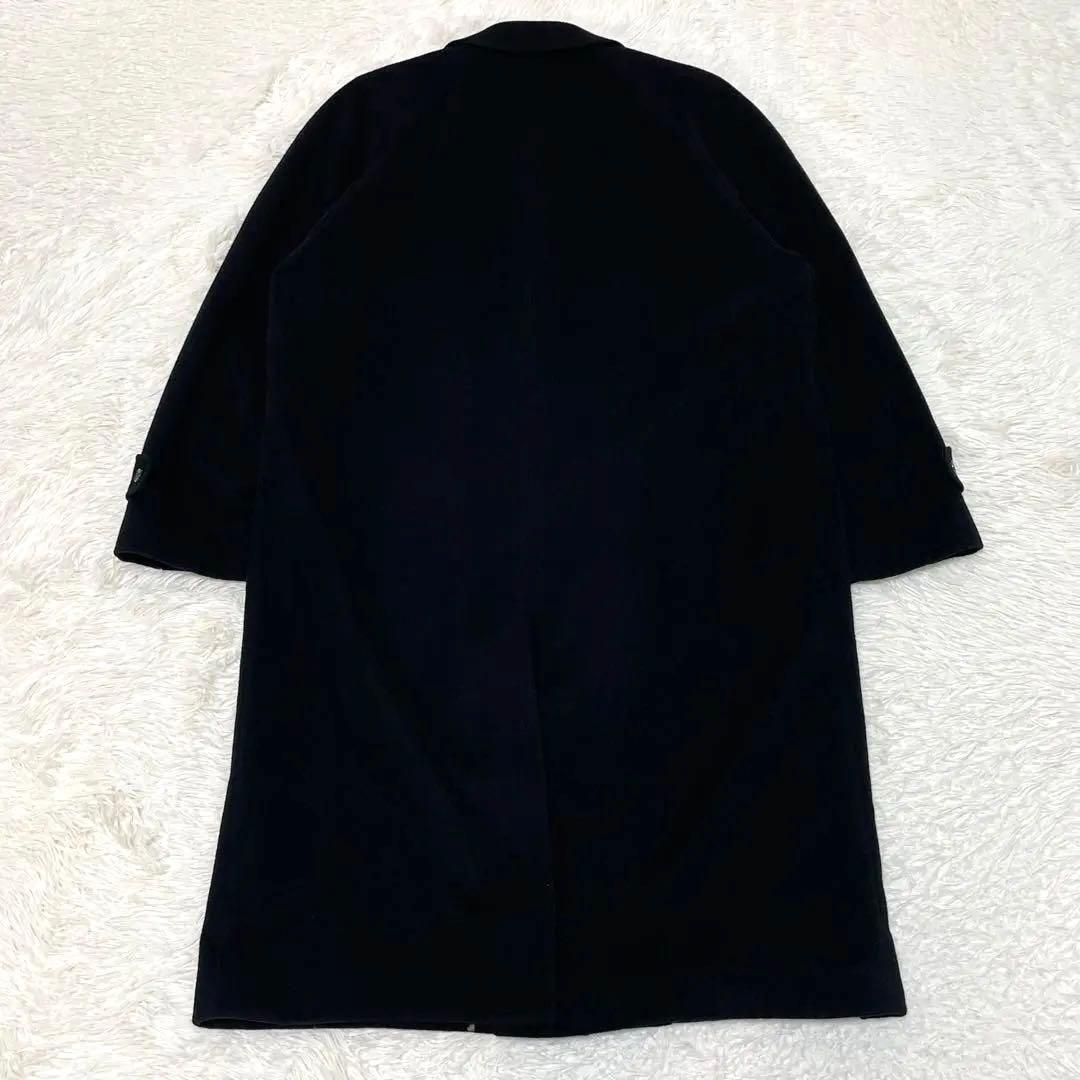 希少サイズ 3L相当 カシミヤ100% ステンカラーコート ブラック ロング