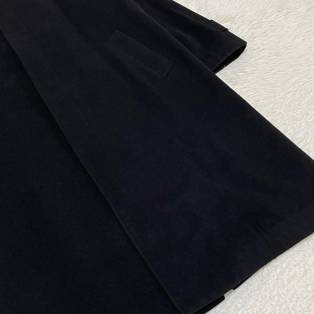 希少サイズ 3L相当 カシミヤ100% ステンカラーコート ブラック ロング