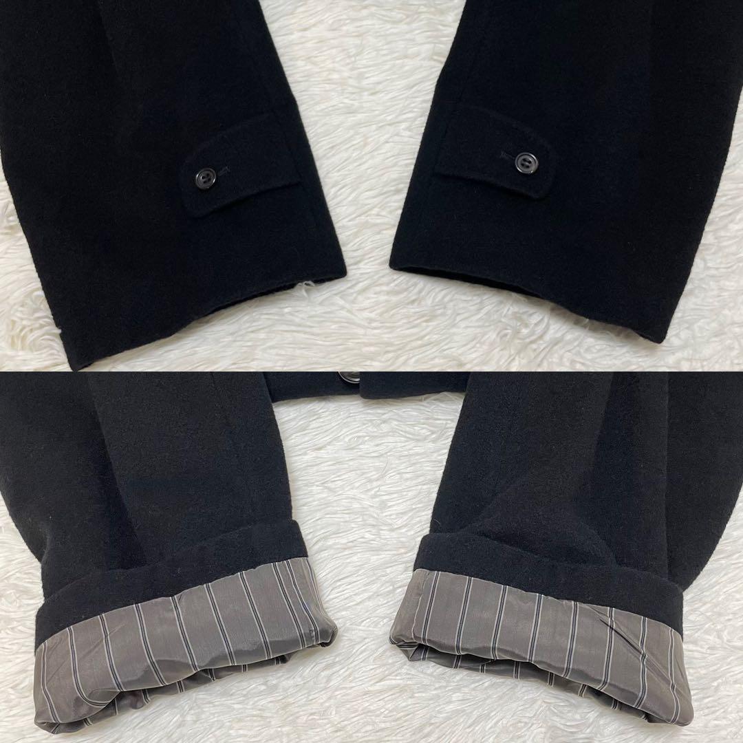 希少サイズ 3L相当 カシミヤ100% ステンカラーコート ブラック ロング