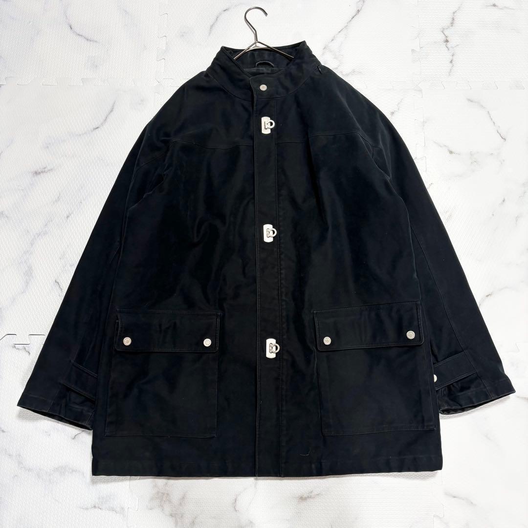 ✨大人気✨ サルヴァトーレフェラガモ　ガンチーニボタン　ステンカラーコート紺54