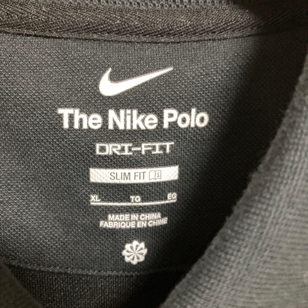 【未使用品】Nike テニスロゴ刺繍DRI-FIT ブラックポロシャツXLサイズ
