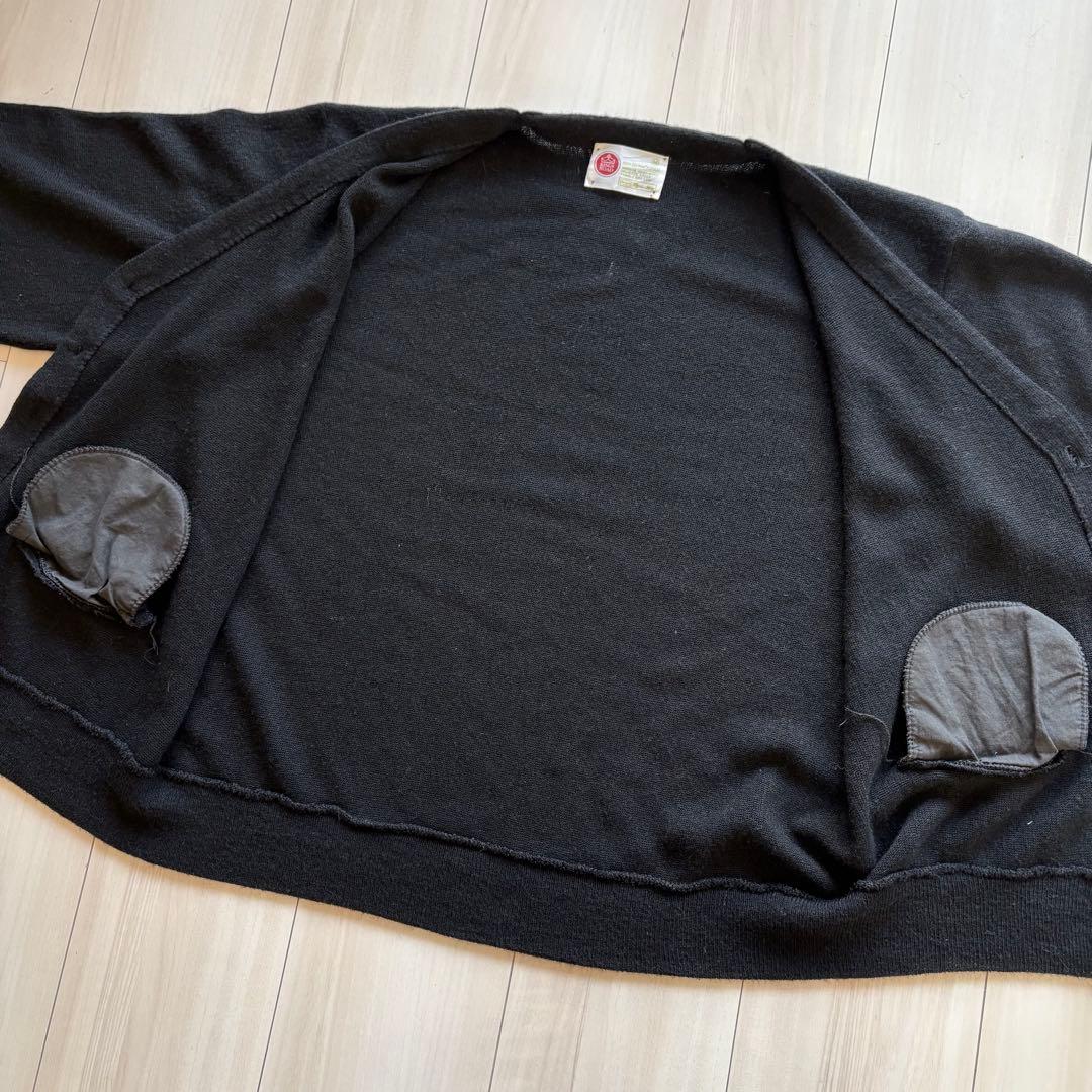 70s Sears KINGSROAD アクリルカーディガン 黒 ポケ付 ミント