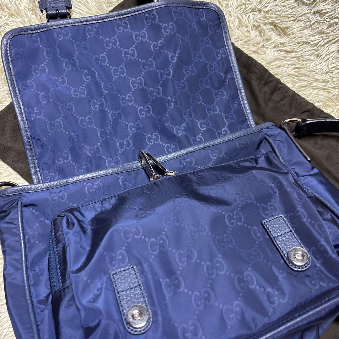 GUCCI グッチ ブルー ネイビー ミニメッセンジャーバッグ GGスプリーム