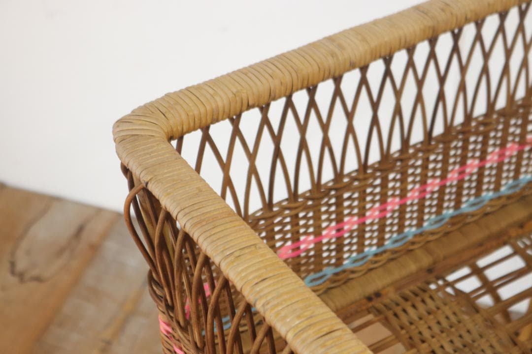 ラタン 籐 脱衣籠 かご ランドリー ラック スタンド 収納 脚付き ナチュラル