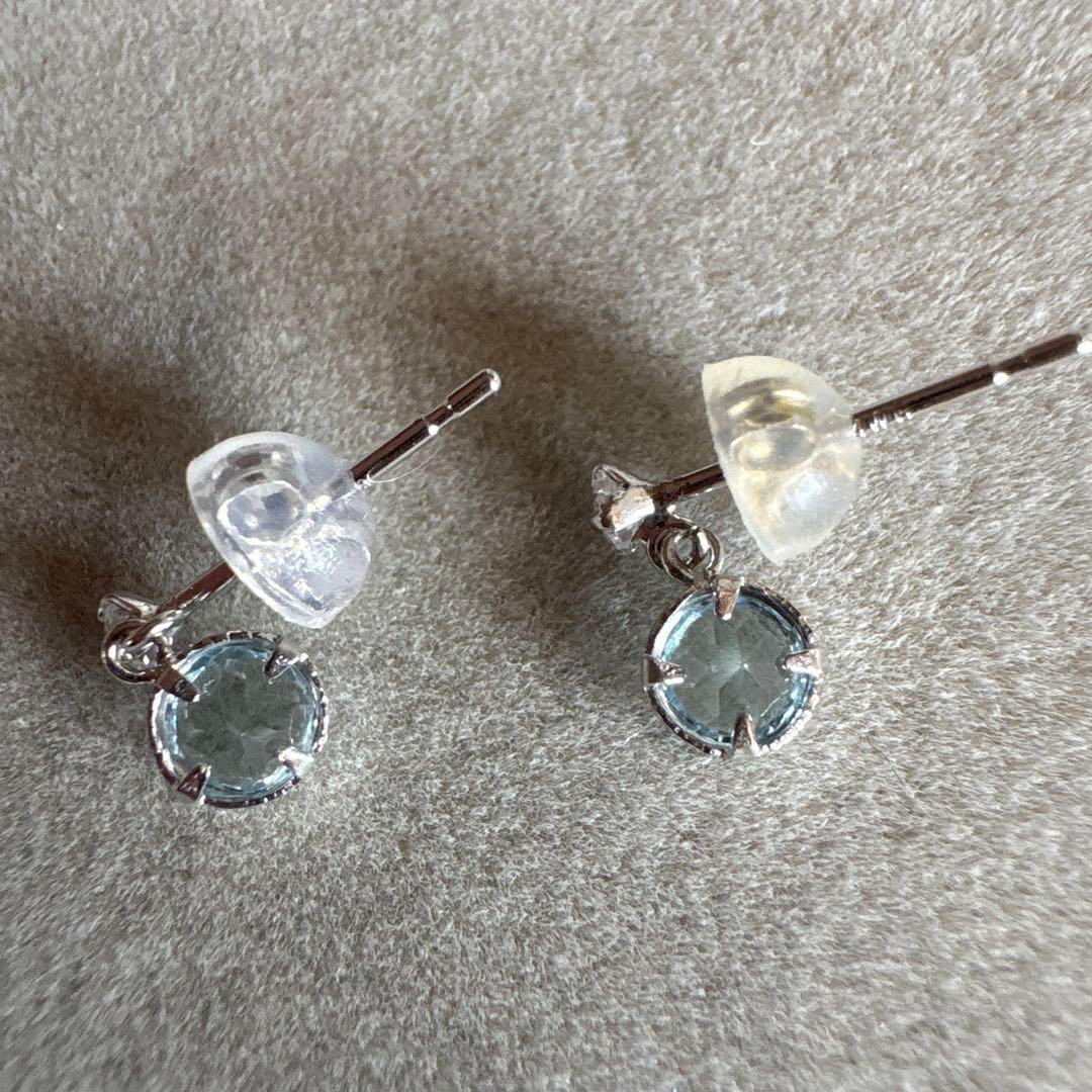 K14WG ♡ アクアマリン ストーンピアス