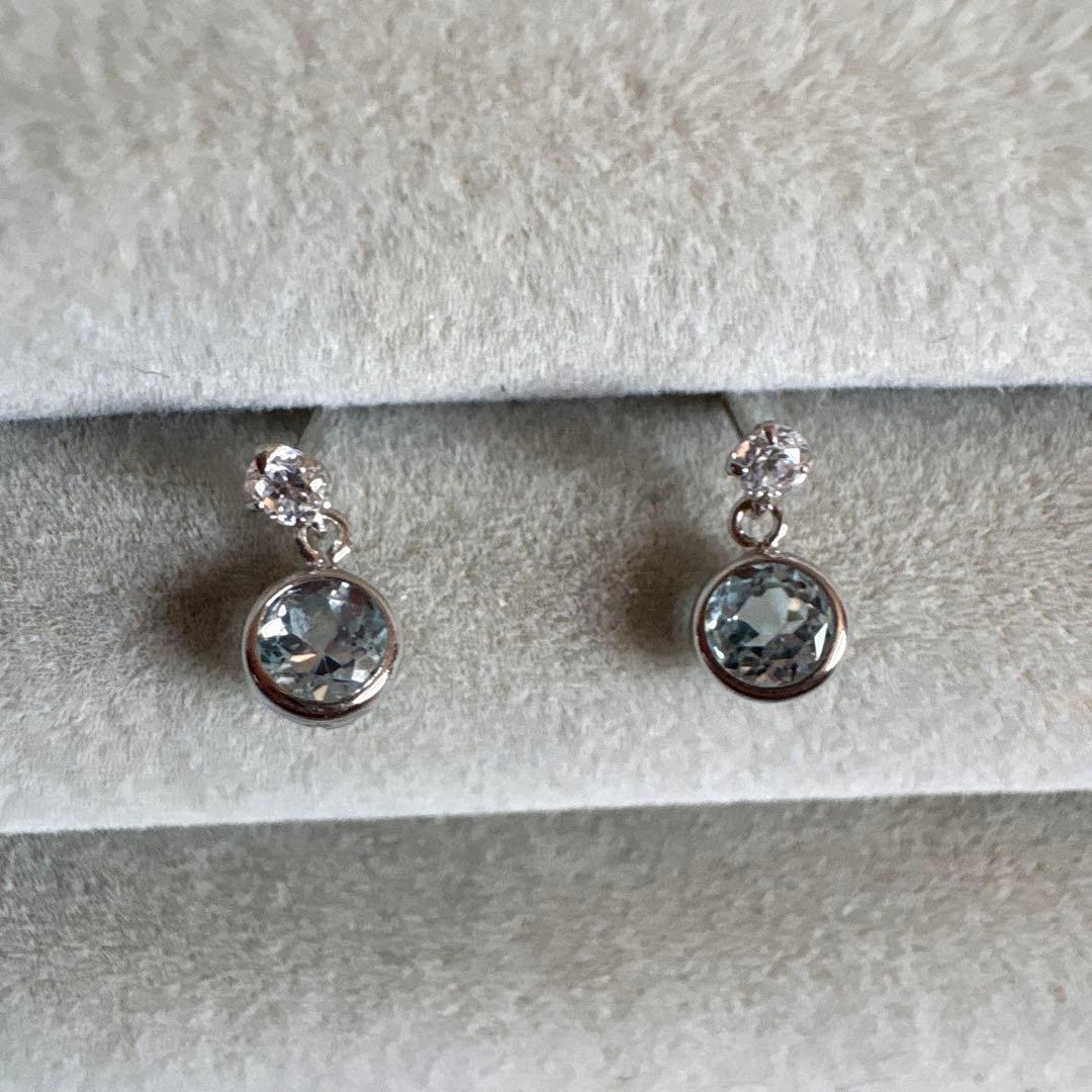 K14WG ♡ アクアマリン ストーンピアス
