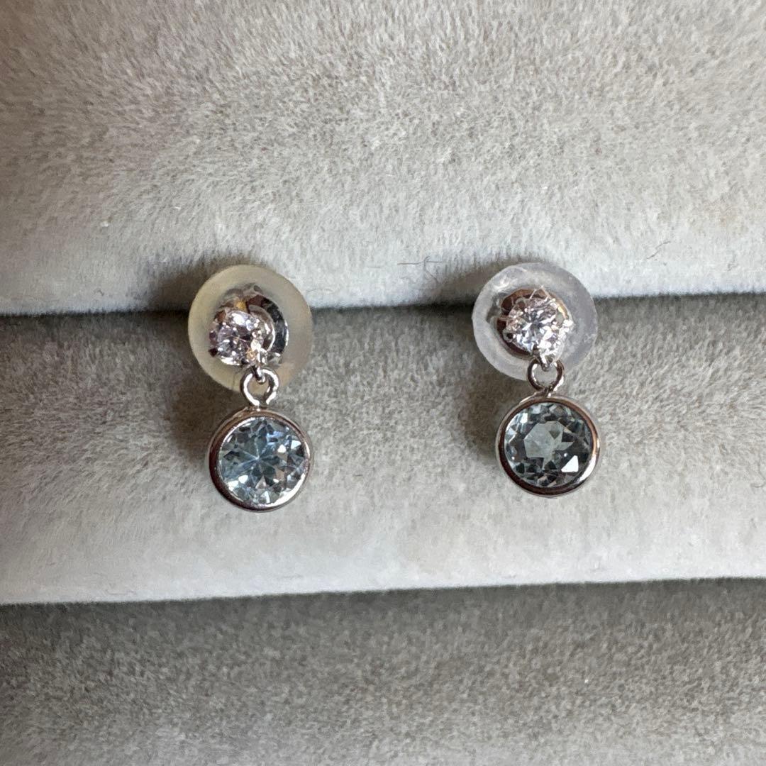 K14WG ♡ アクアマリン ストーンピアス
