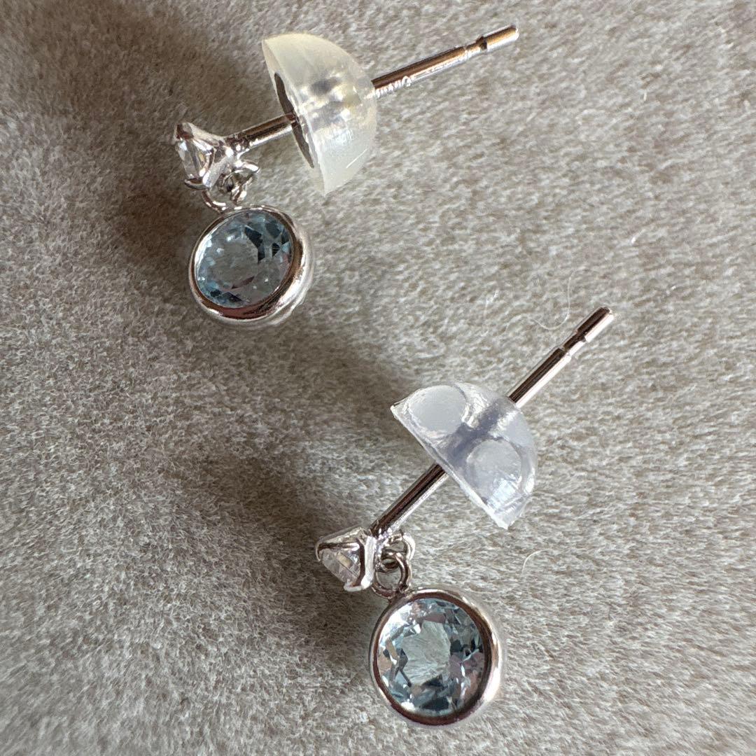 K14WG ♡ アクアマリン ストーンピアス