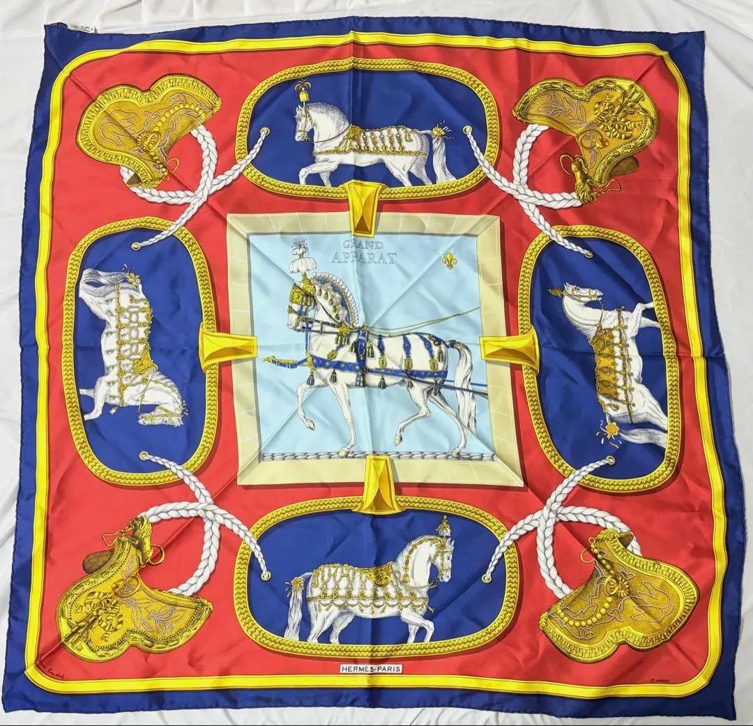 HERMES カレ90 スカーフ GRAND APPARAT 盛装の馬