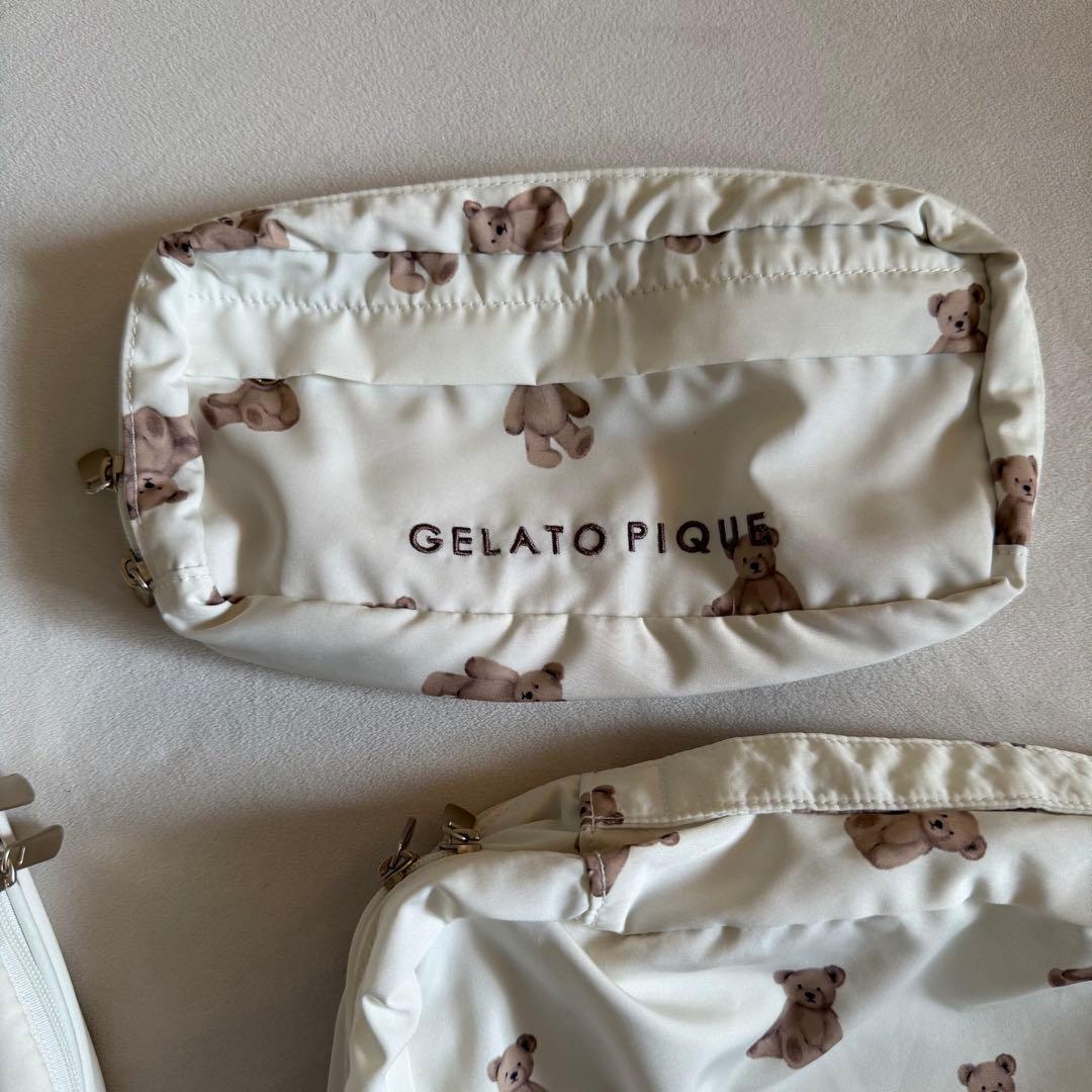 ジェラートピケ　トラベルポーチ3点セット