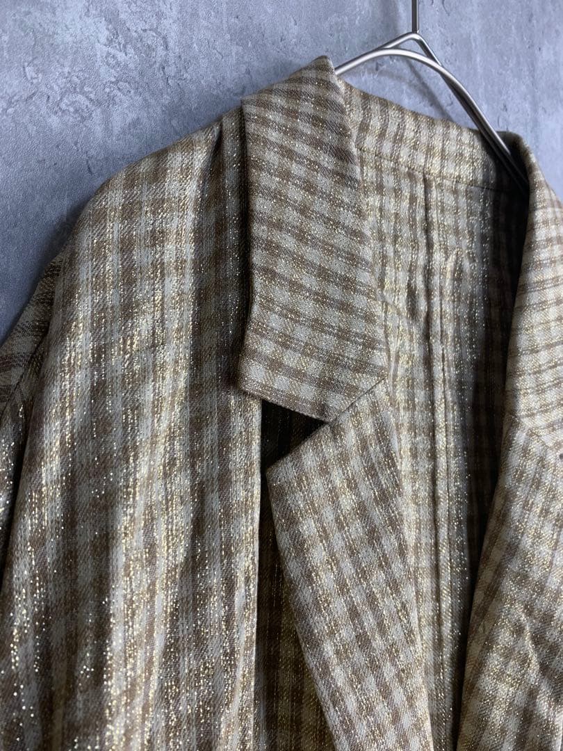 ♪ OUT OF FRAMe 薄手　ラメジャケット　ベージュ系　チェック　長袖