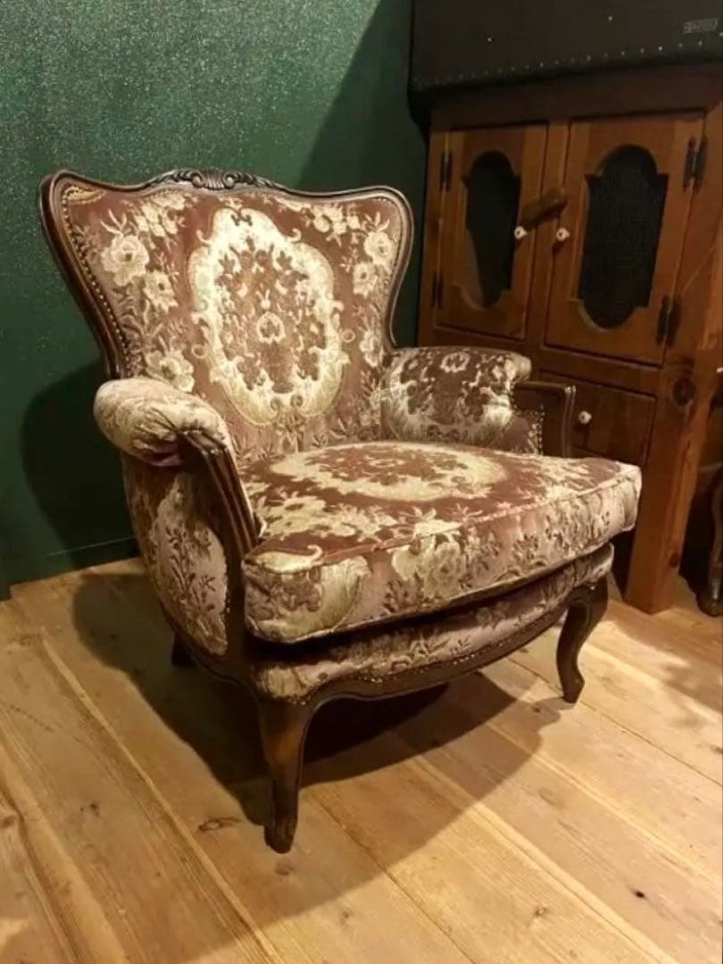 希少 カリモク シングルソファ ドマーニ 金華山 ルイ15世 アンティーク