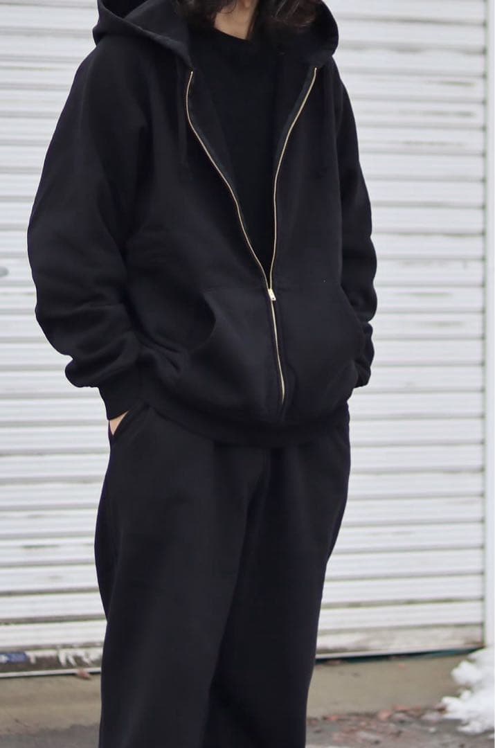 COMOLI 26SS コットン裏毛　ジップパーカー　BLACK サイズ2