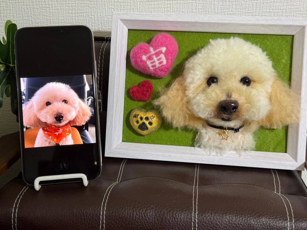 わんこ限定　羊毛フェルト作品　うちの子プレート　オーダー制作　愛犬そっくり