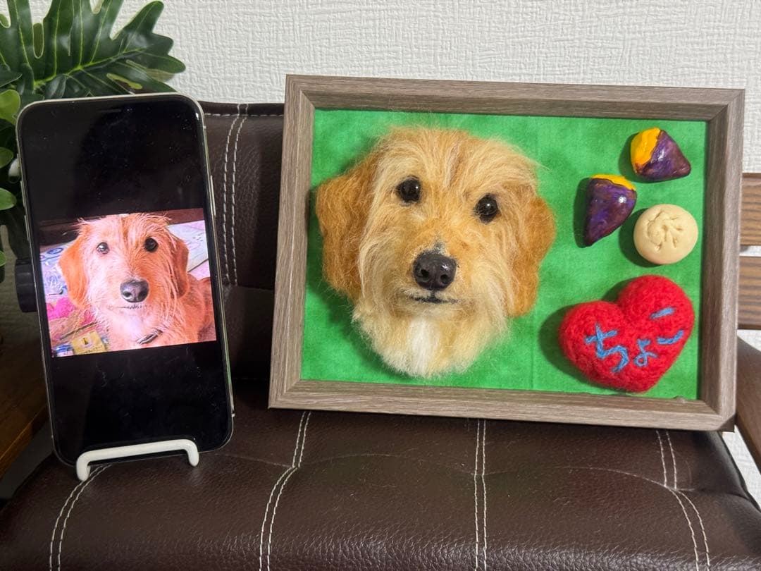 わんこ限定　羊毛フェルト作品　うちの子プレート　オーダー制作　愛犬そっくり