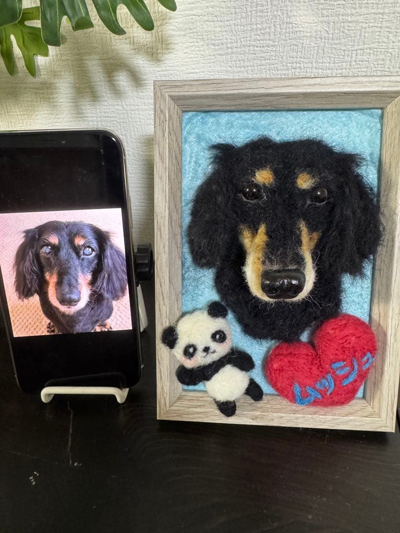 わんこ限定　羊毛フェルト作品　うちの子プレート　オーダー制作　愛犬そっくり