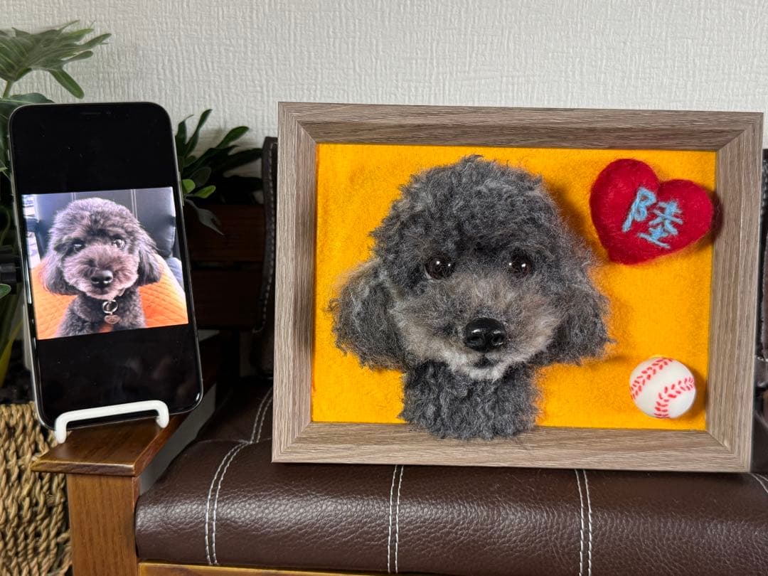 わんこ限定　羊毛フェルト作品　うちの子プレート　オーダー制作　愛犬そっくり