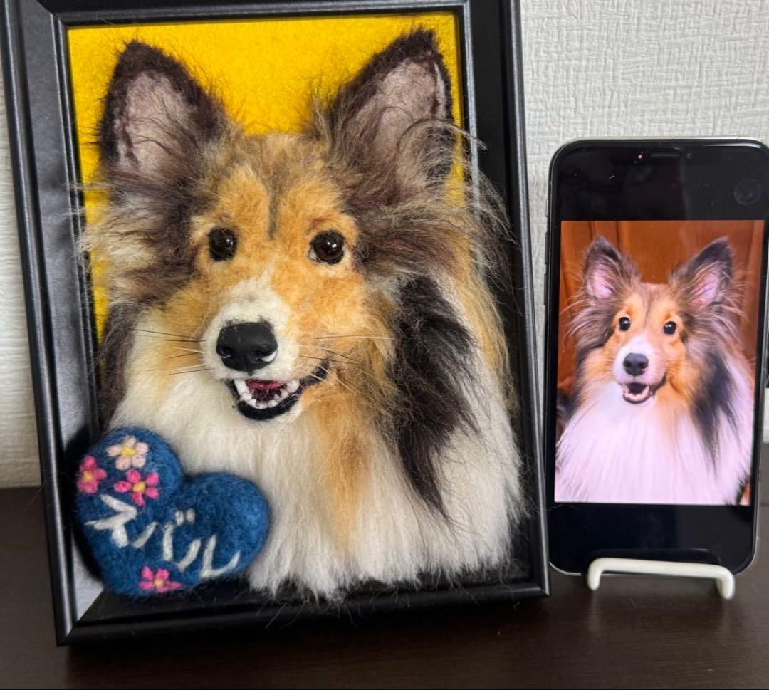 わんこ限定　羊毛フェルト作品　うちの子プレート　オーダー制作　愛犬そっくり