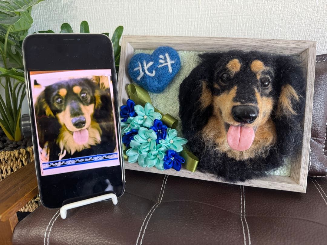 わんこ限定　羊毛フェルト作品　うちの子プレート　オーダー制作　愛犬そっくり