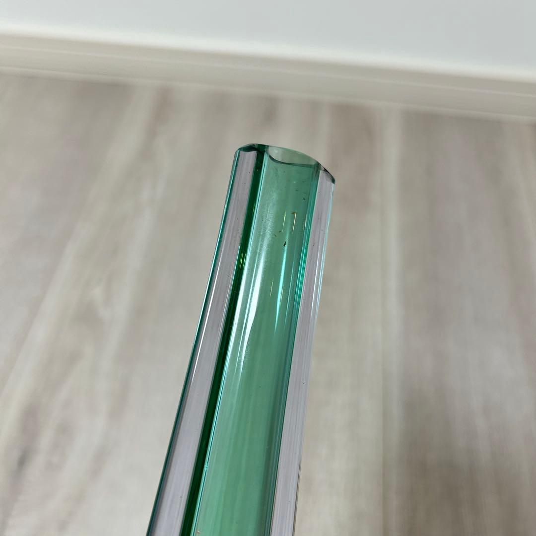 花器　フラワーベース　一輪挿し　ガラス　グリーン　箱付き