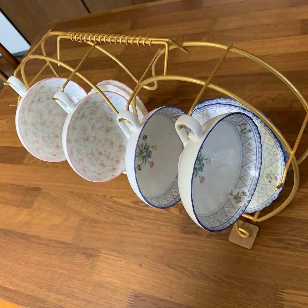 ノリタケ　花柄カップ4個セットとスタンド