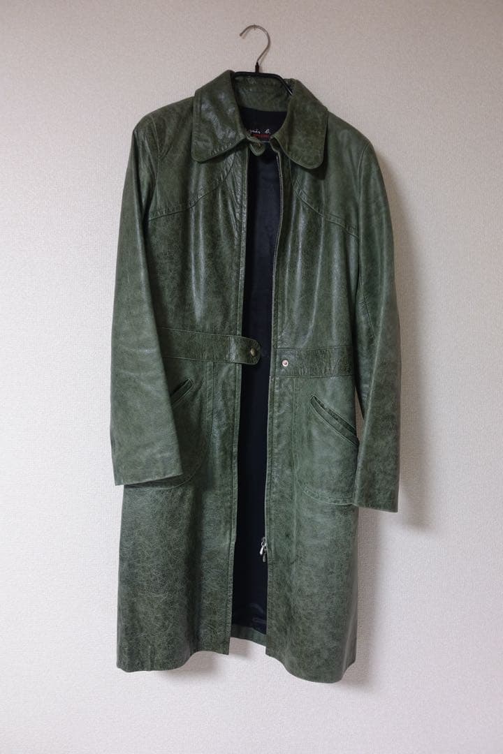 agnes b. SPECIAL 本革 レザーコート 牛革 グリーン