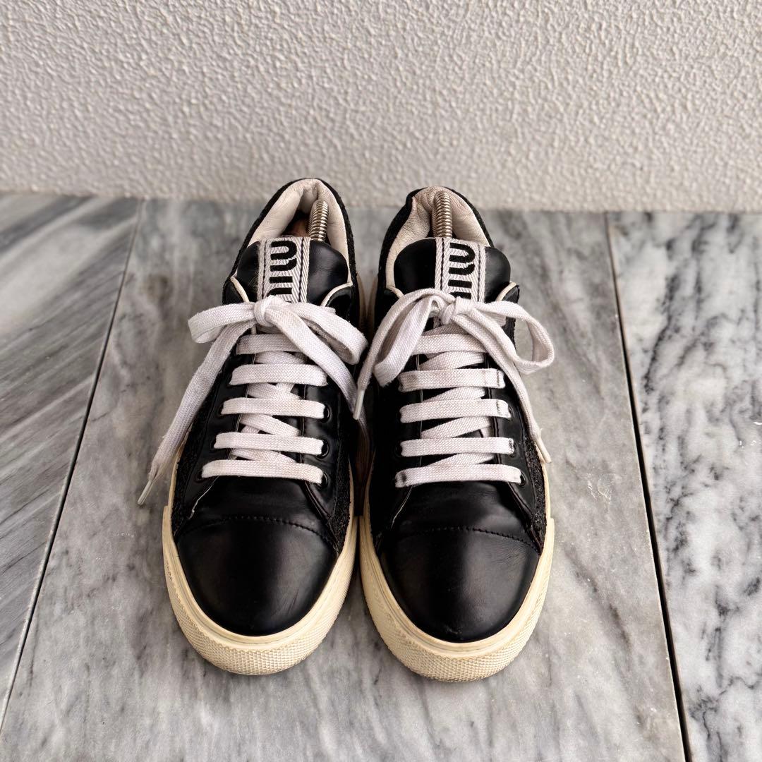 miumiu ミュウミュウ　グリッター ラメ スニーカー 38サイズ ブラック