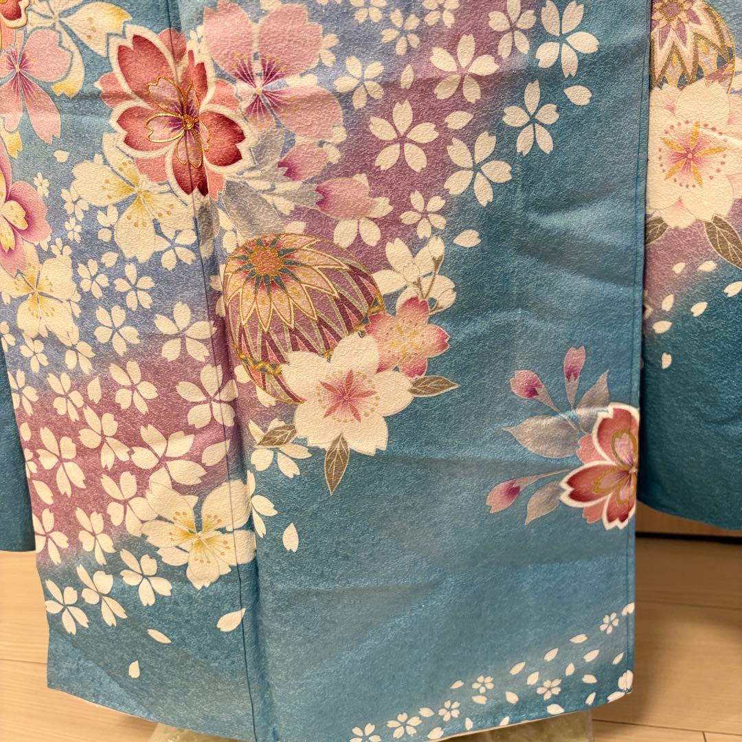 振袖セット 正絹 水色 桜 鞠 sMH2502081