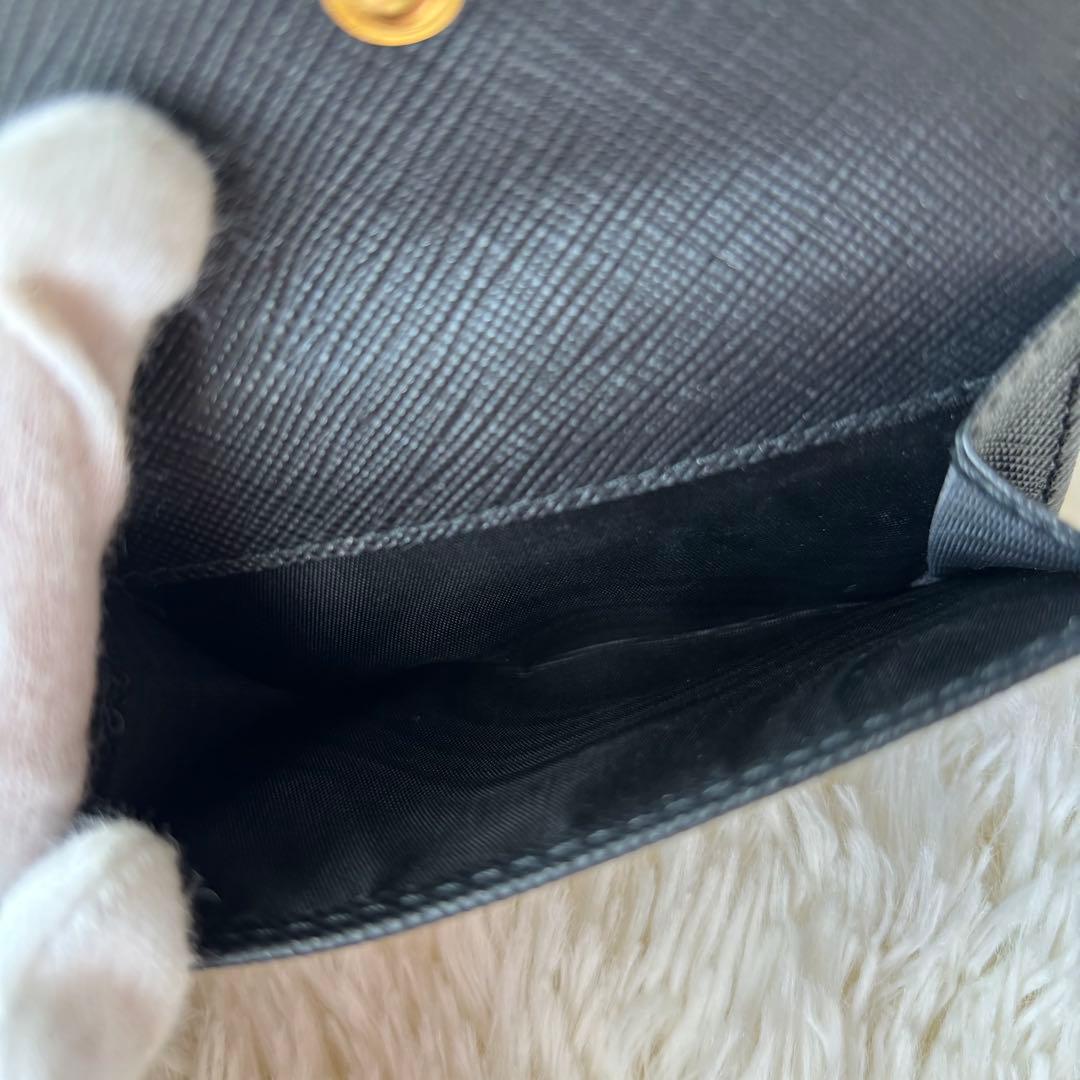 y◇未使用級/現行✨プラダ 三つ折り財布 三角ロゴ ブラック サフィアーノ