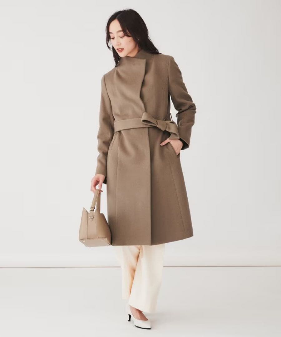 ツ～ちゃんサマー専用　　2WAYスタンドカラーロングコート　ベージュ　S