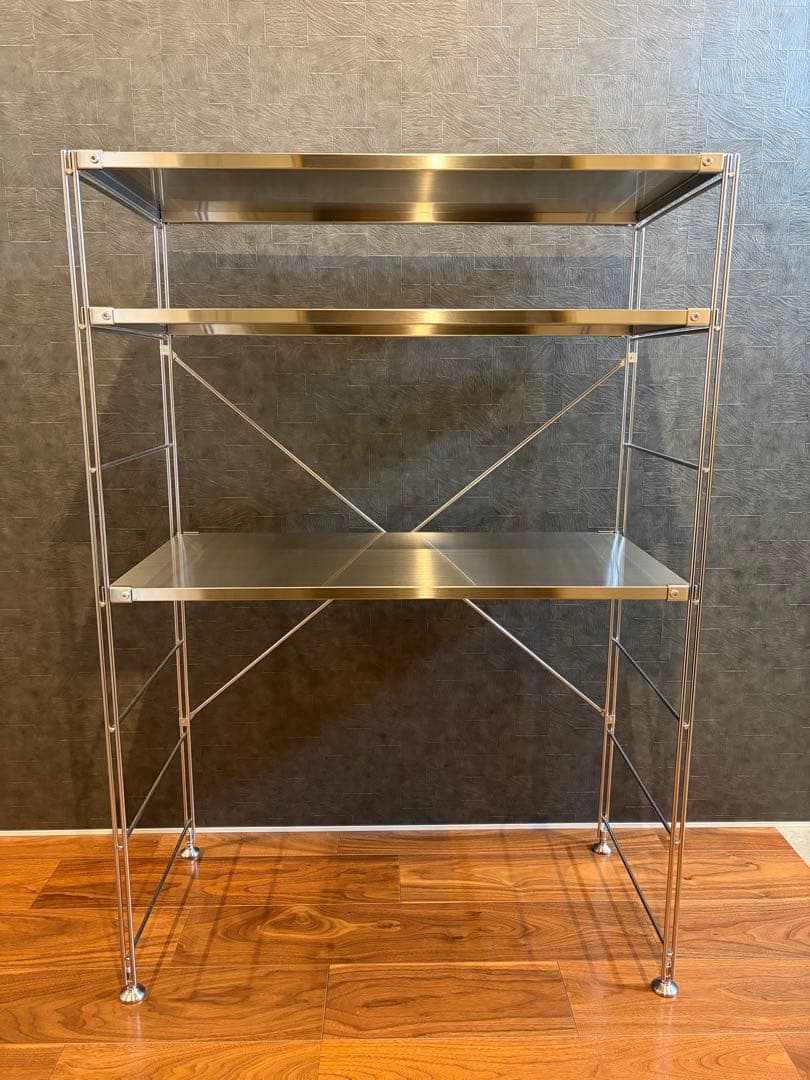 無印良品　ステンレスユニットシェルフ　ワイド　中幅８６×奥行４１×高さ１２０ｃｍ