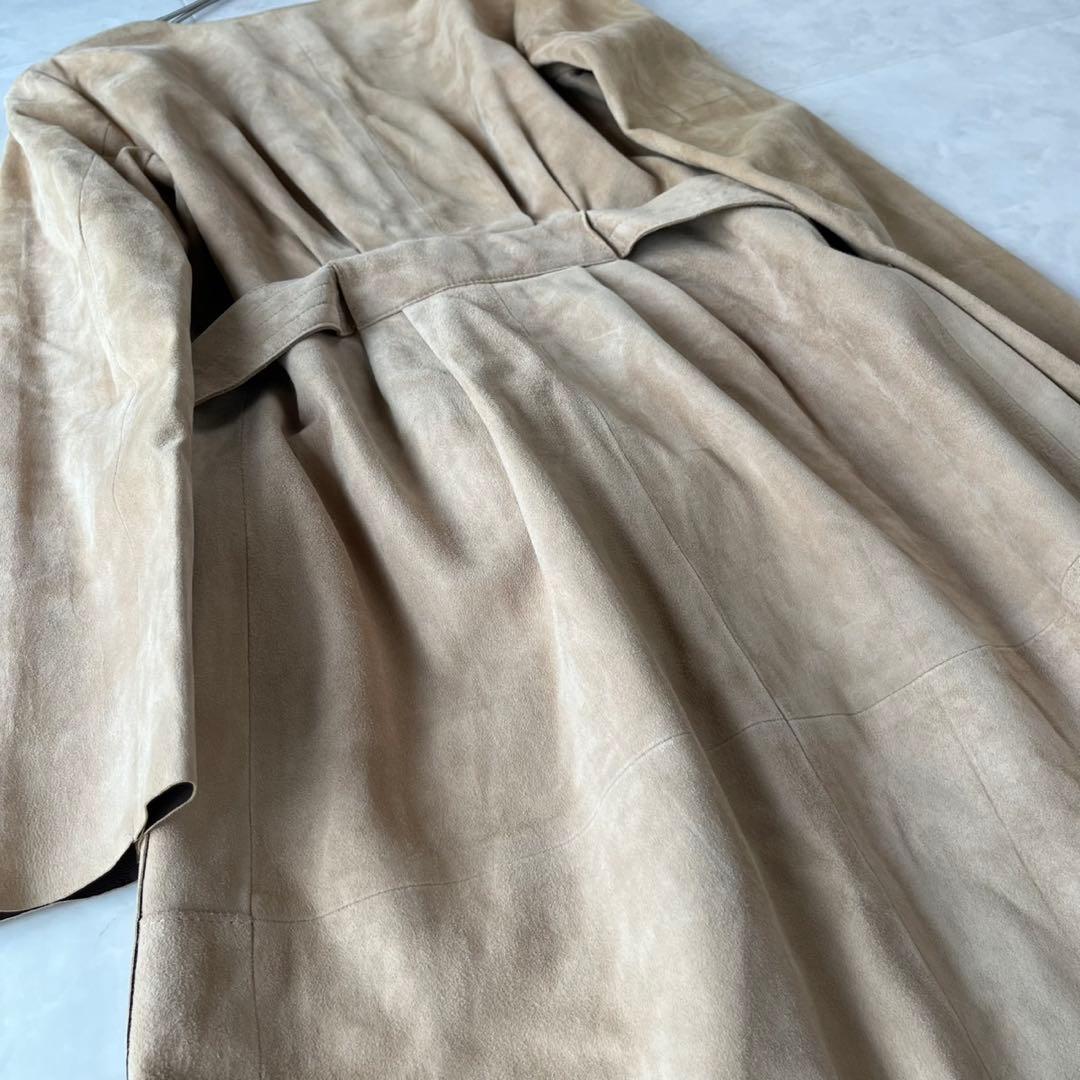 美品 DES PRES ゴートレザーロングコート レディース36 ベージュ
