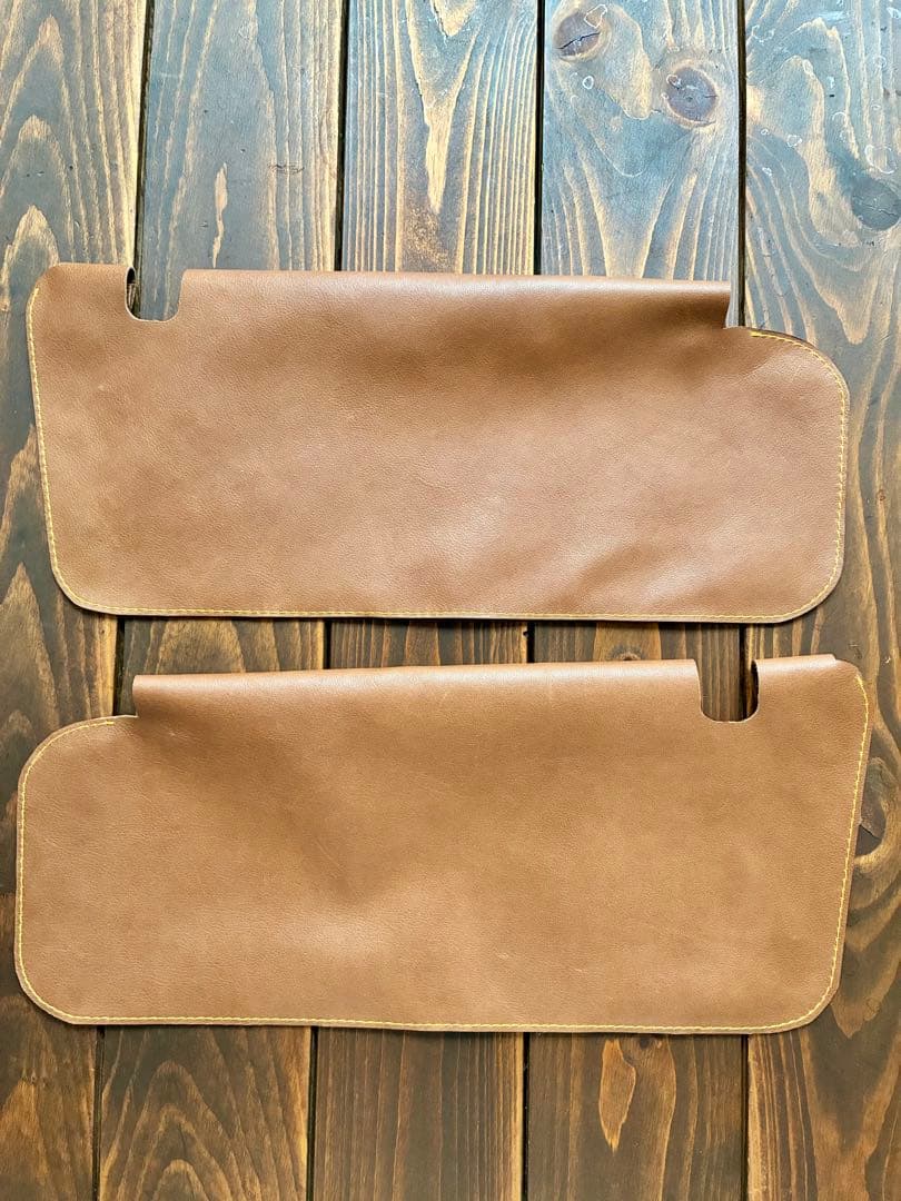 本革サンバイザーカバー キャメル オレンジステッチ バニティミラー×1