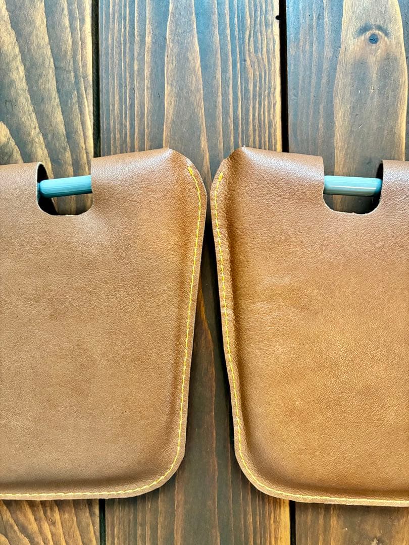 本革サンバイザーカバー キャメル オレンジステッチ バニティミラー×1