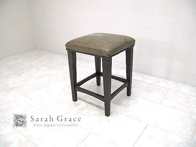 サラグレース購入 英国クラシック様式本革張りハイスツール 　カウンターチェア