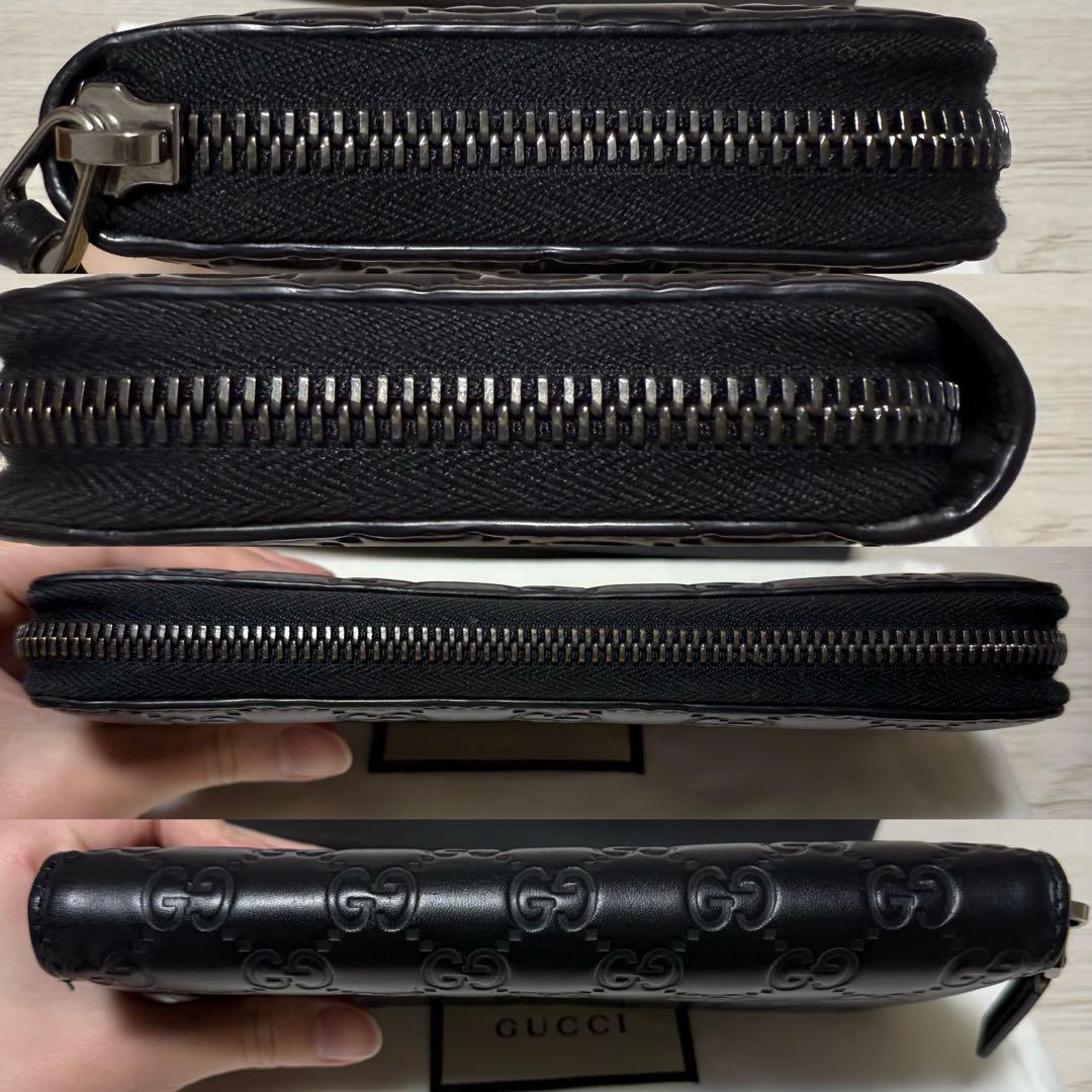 GUCCI ブラック レザー 長財布 GGパターン