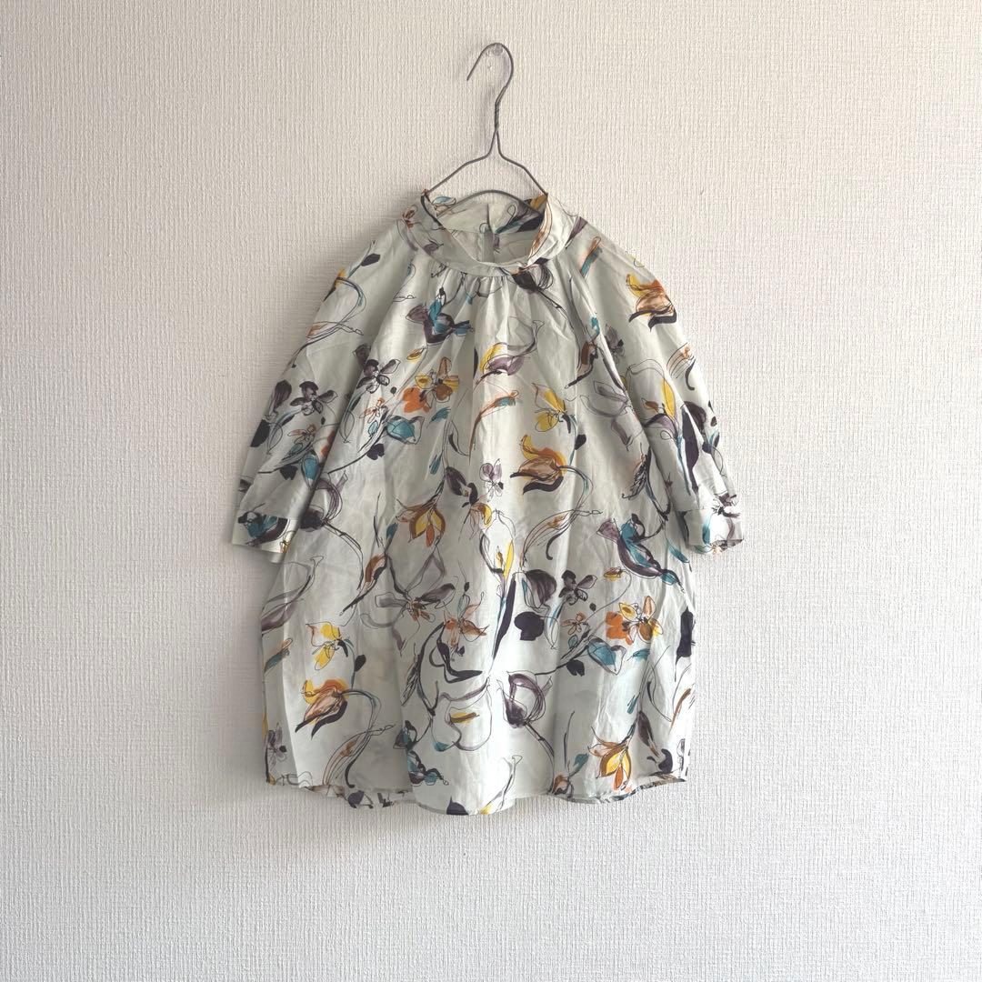 美品✨　トゥモローランドコレクション　花柄ブラウス　半袖　シルク　美シルエット