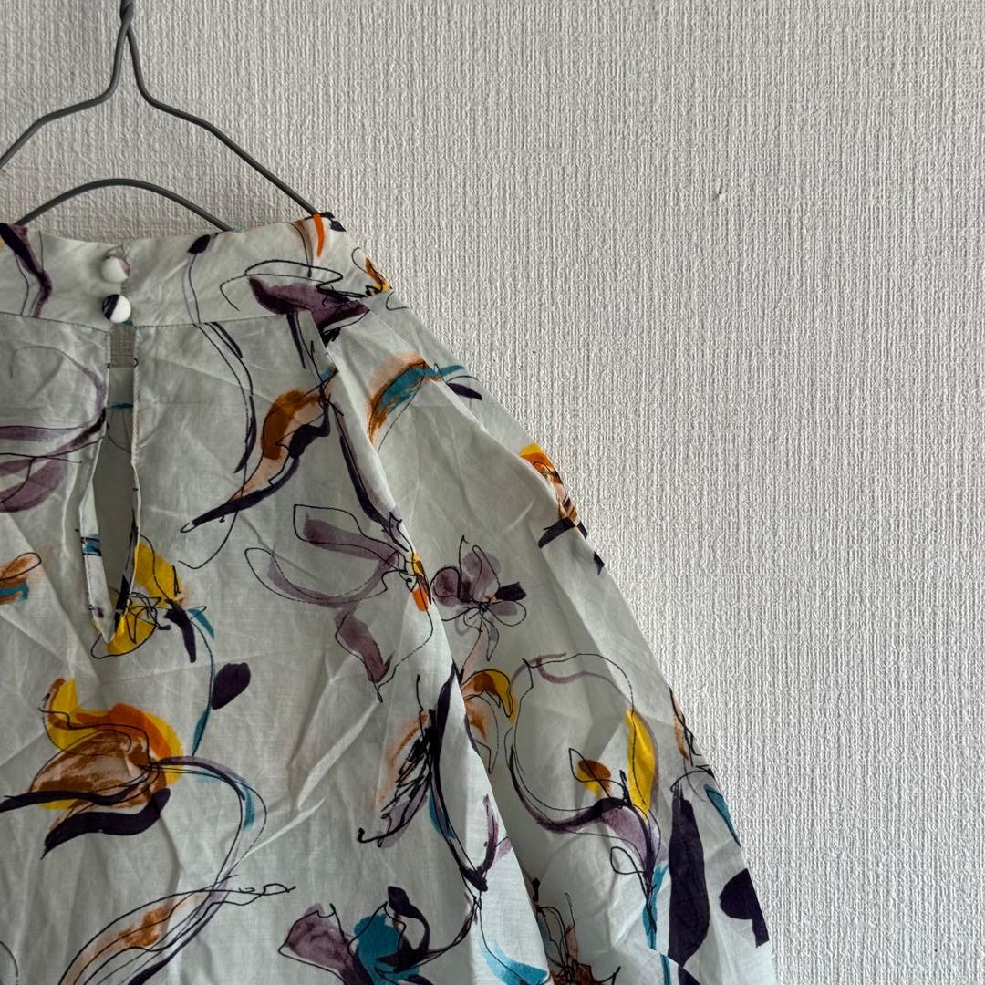 美品✨　トゥモローランドコレクション　花柄ブラウス　半袖　シルク　美シルエット