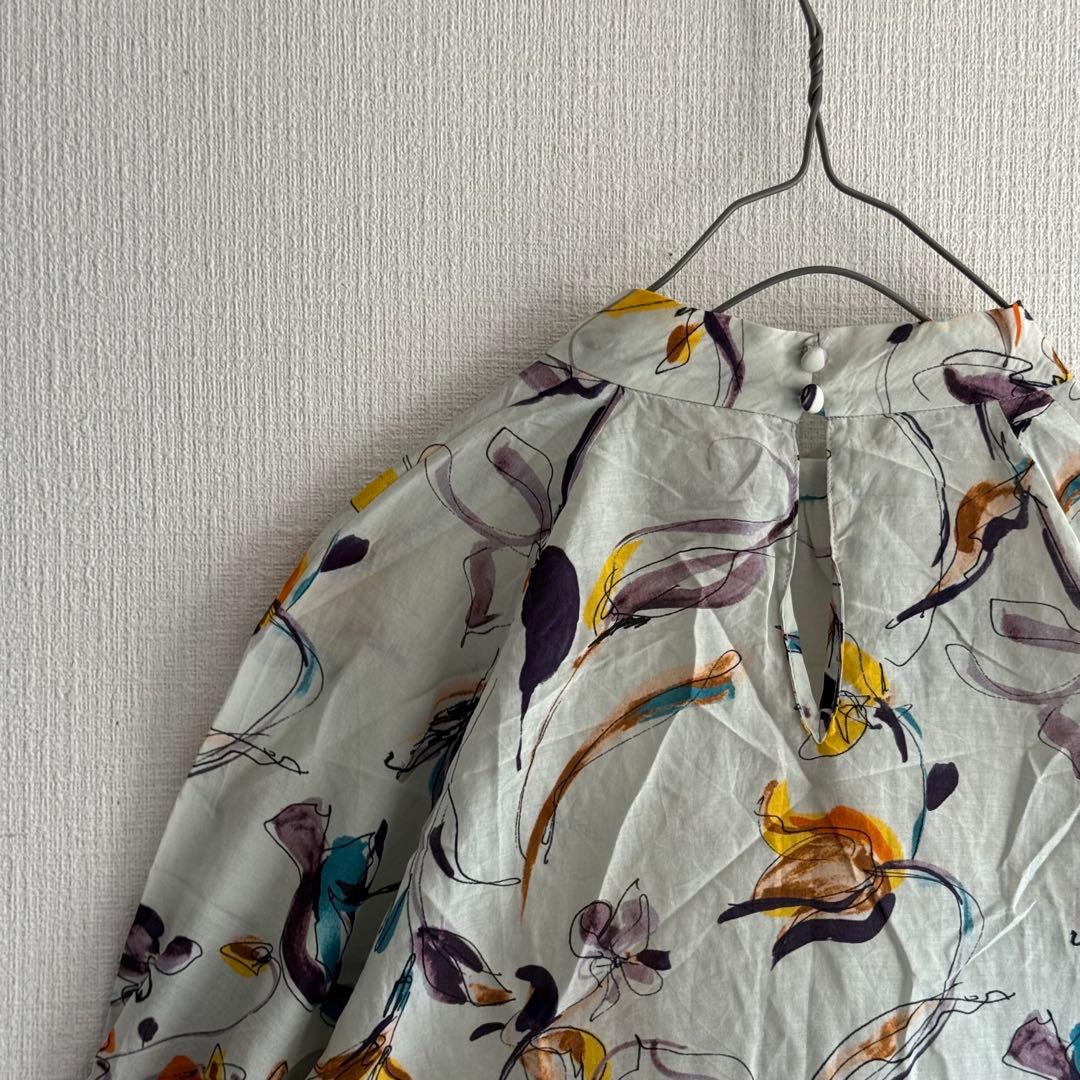 美品✨　トゥモローランドコレクション　花柄ブラウス　半袖　シルク　美シルエット