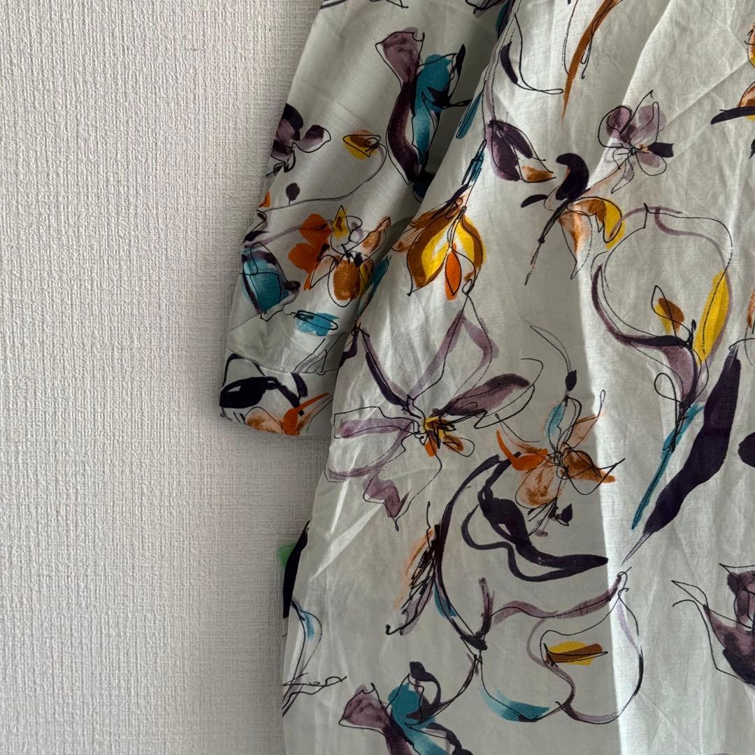 美品✨　トゥモローランドコレクション　花柄ブラウス　半袖　シルク　美シルエット
