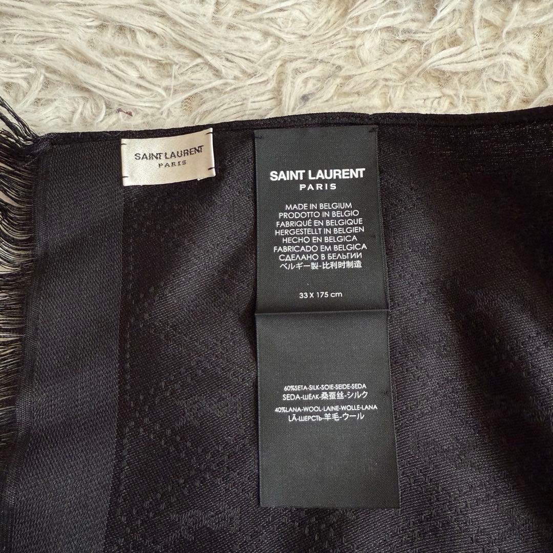 SAINT LAURENT サンローラン ストール シルク ブラック 黒 メンズ