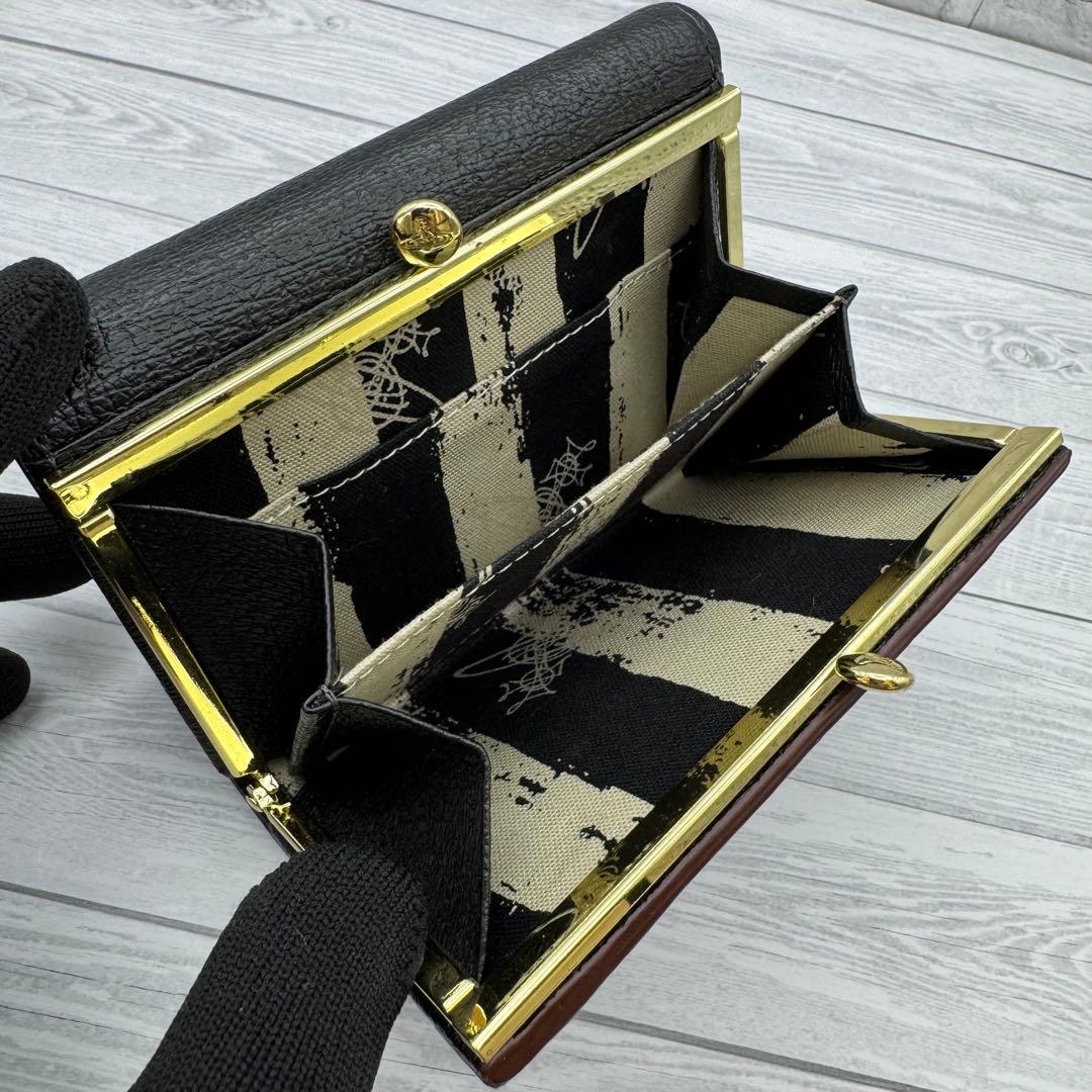 【極美品】ヴィヴィアンウエストウッド 三つ折り財布 がま口　レザー ブラック