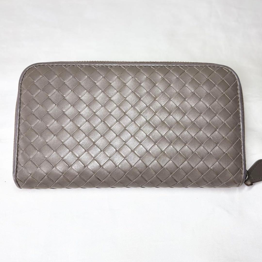 【美品】　ボッテガヴェネタ　長財布　イントレチャート　ラウンドファスナー